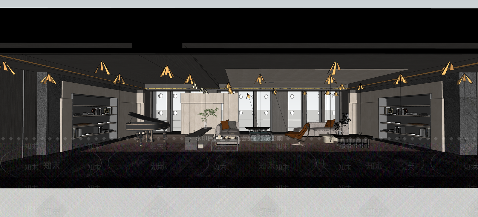 现代会所会客区SU模型下载【ID:1116625144】