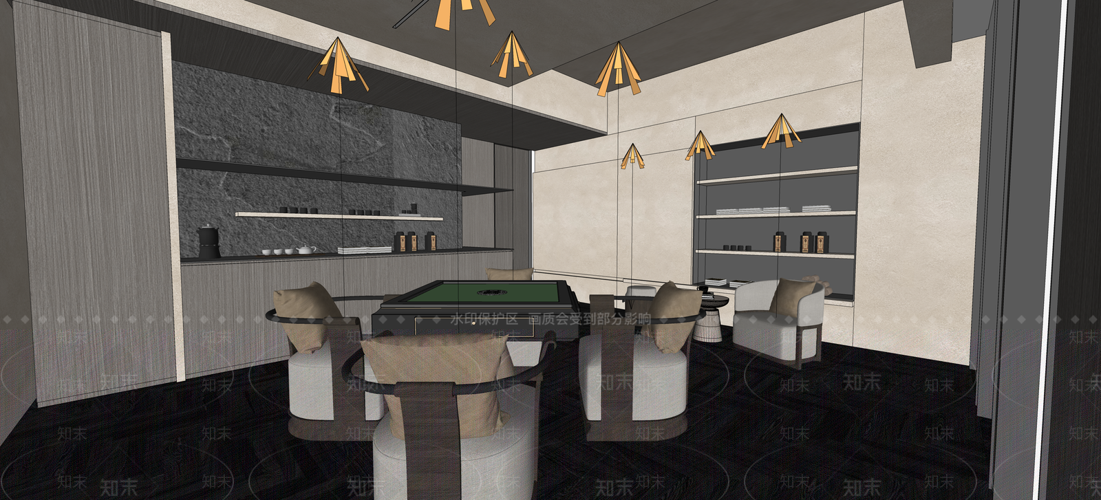 现代棋牌室SU模型下载【ID:1116625805】