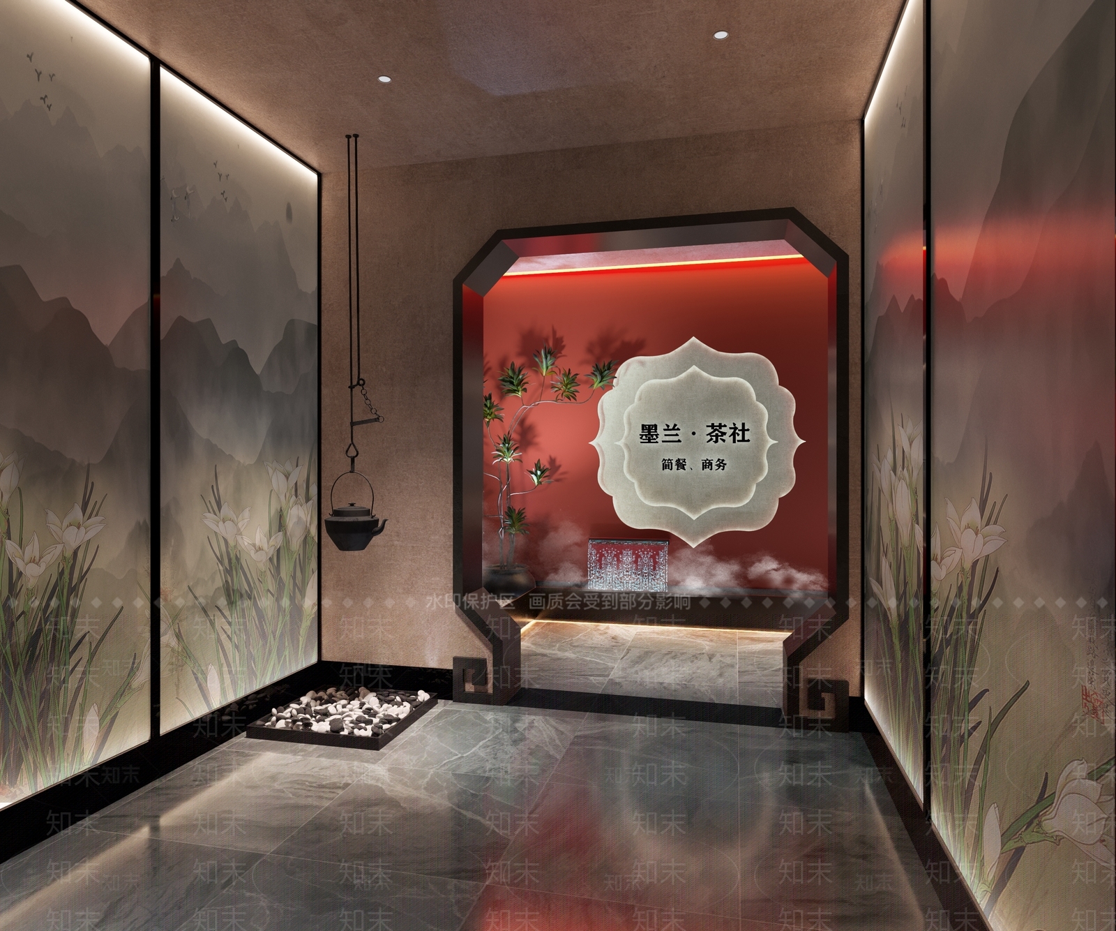 新中式茶楼前厅3D模型下载【ID:1116627062】
