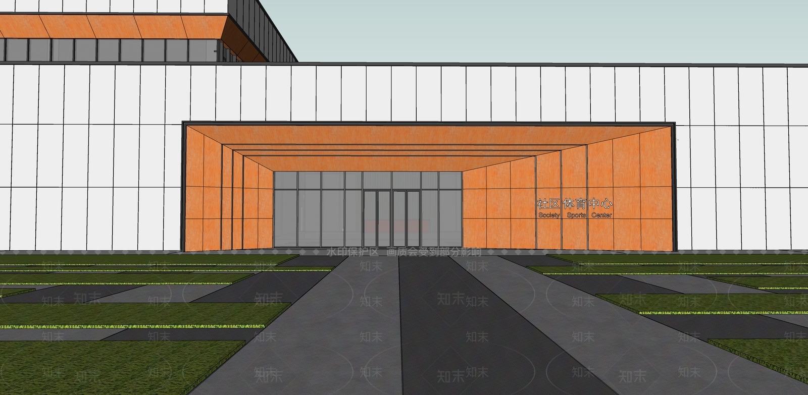 现代体育建筑SU模型下载【ID:1116627234】