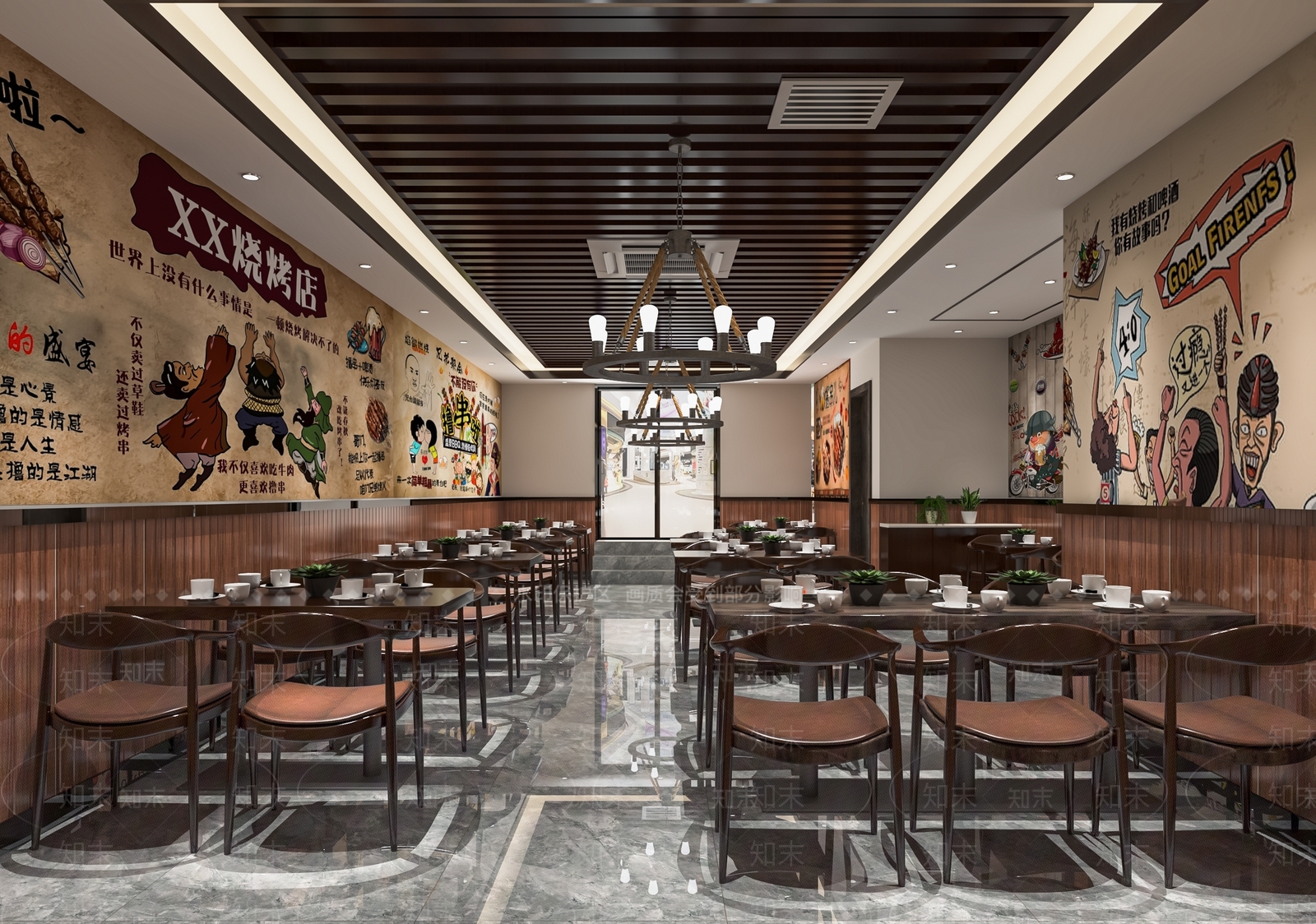 现代烧烤店SU模型下载【ID:1116627984】