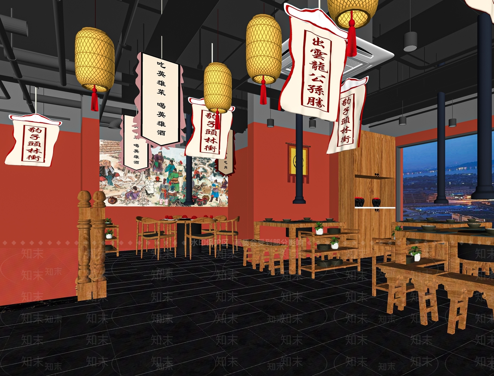 新中式烤肉店SU模型下载【ID:1116628010】