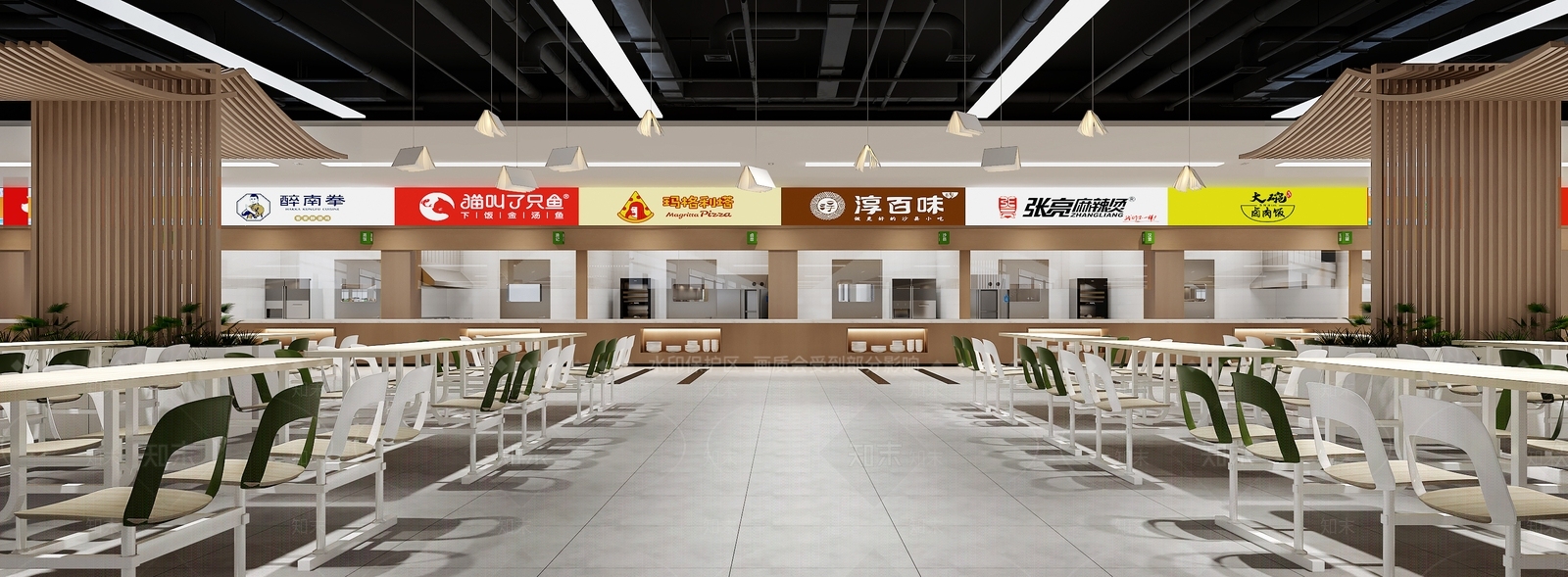 现代学校食堂3D模型下载【ID:1116633553】