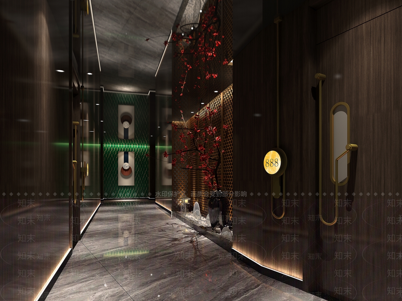 新中式ktv过道3D模型下载【ID:1116634271】