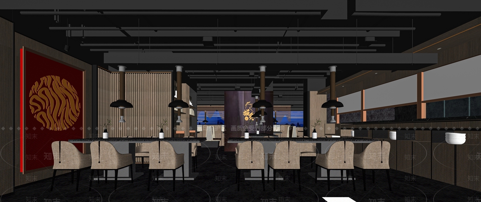 现代烧烤店SU模型下载【ID:1116633235】