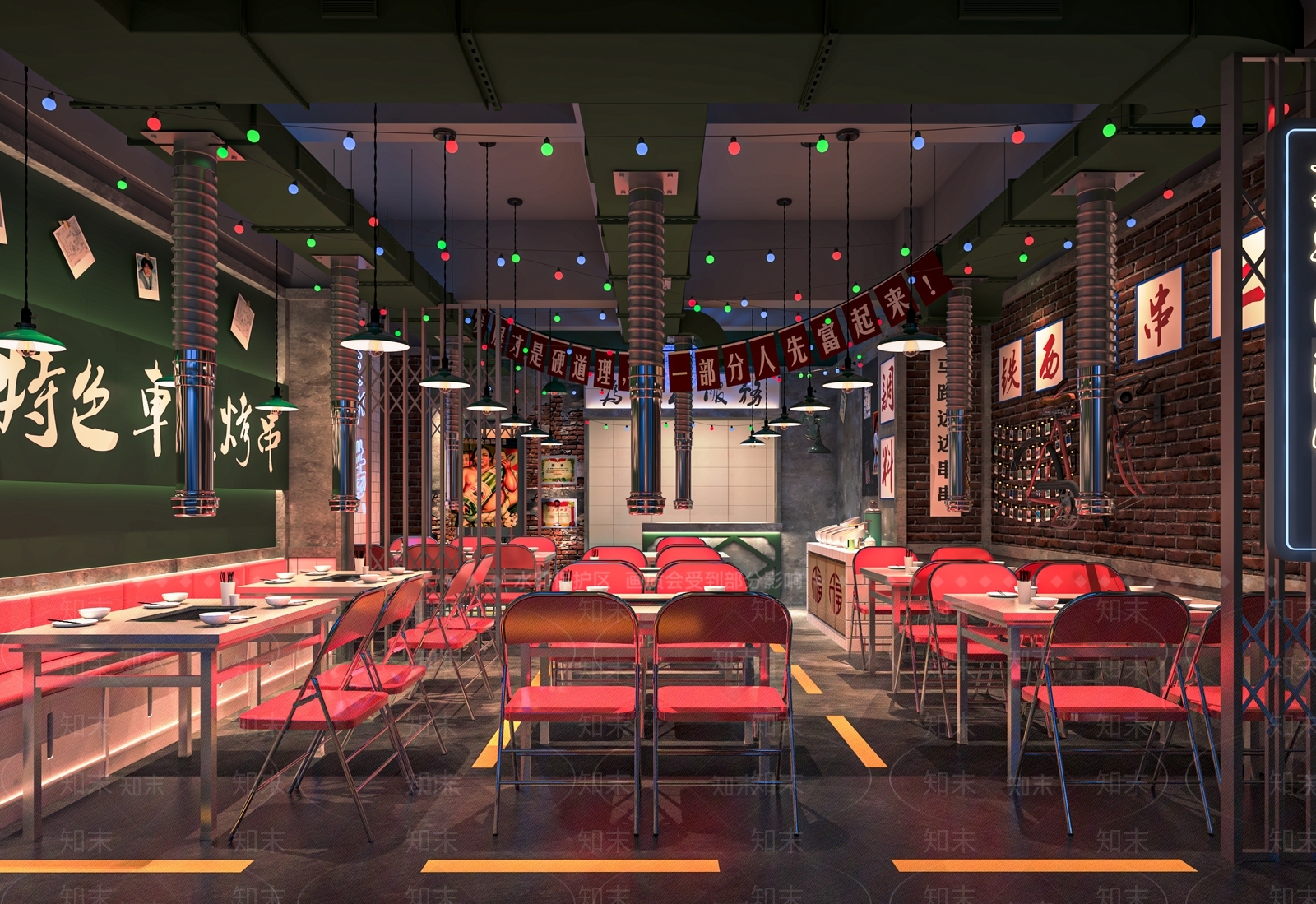 现代烤肉店SU模型下载【ID:1116634088】