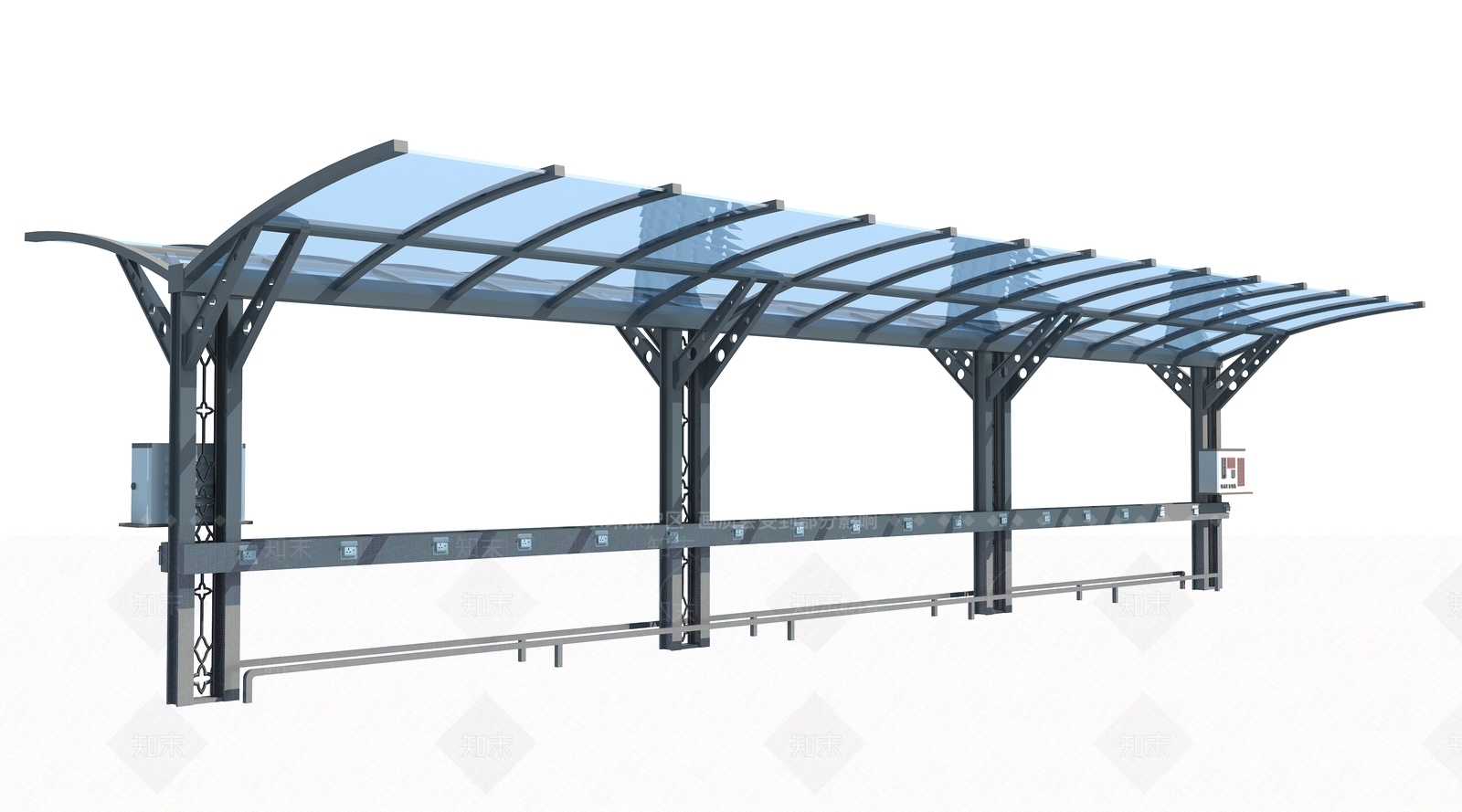 现代自行车棚3D模型下载【ID:1116642223】