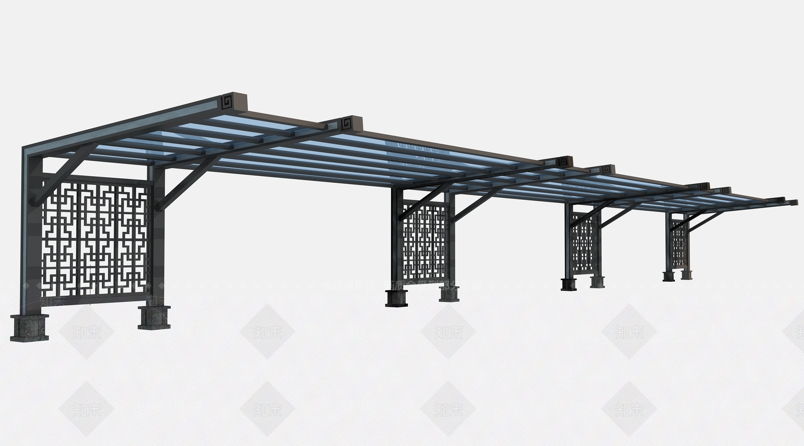现代自行车棚3D模型下载【ID:1116642505】