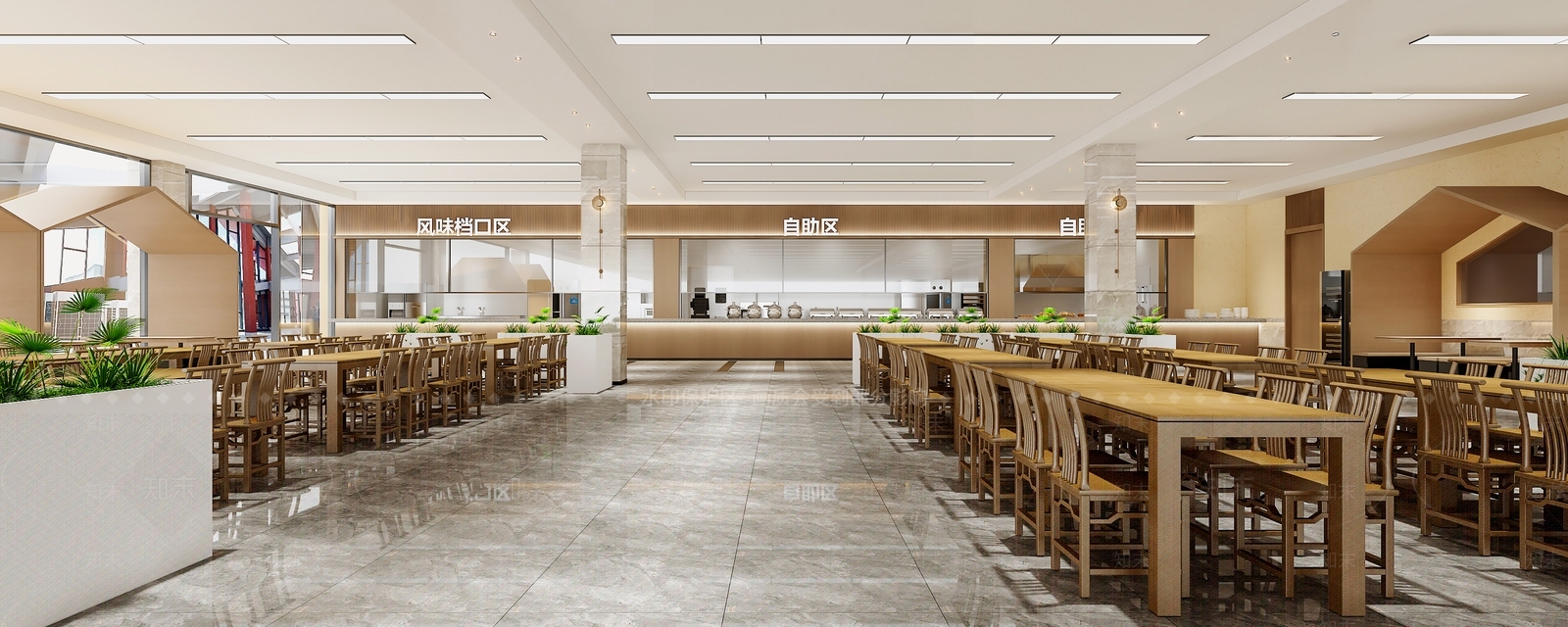 现代学校食堂3D模型下载【ID:1116644338】