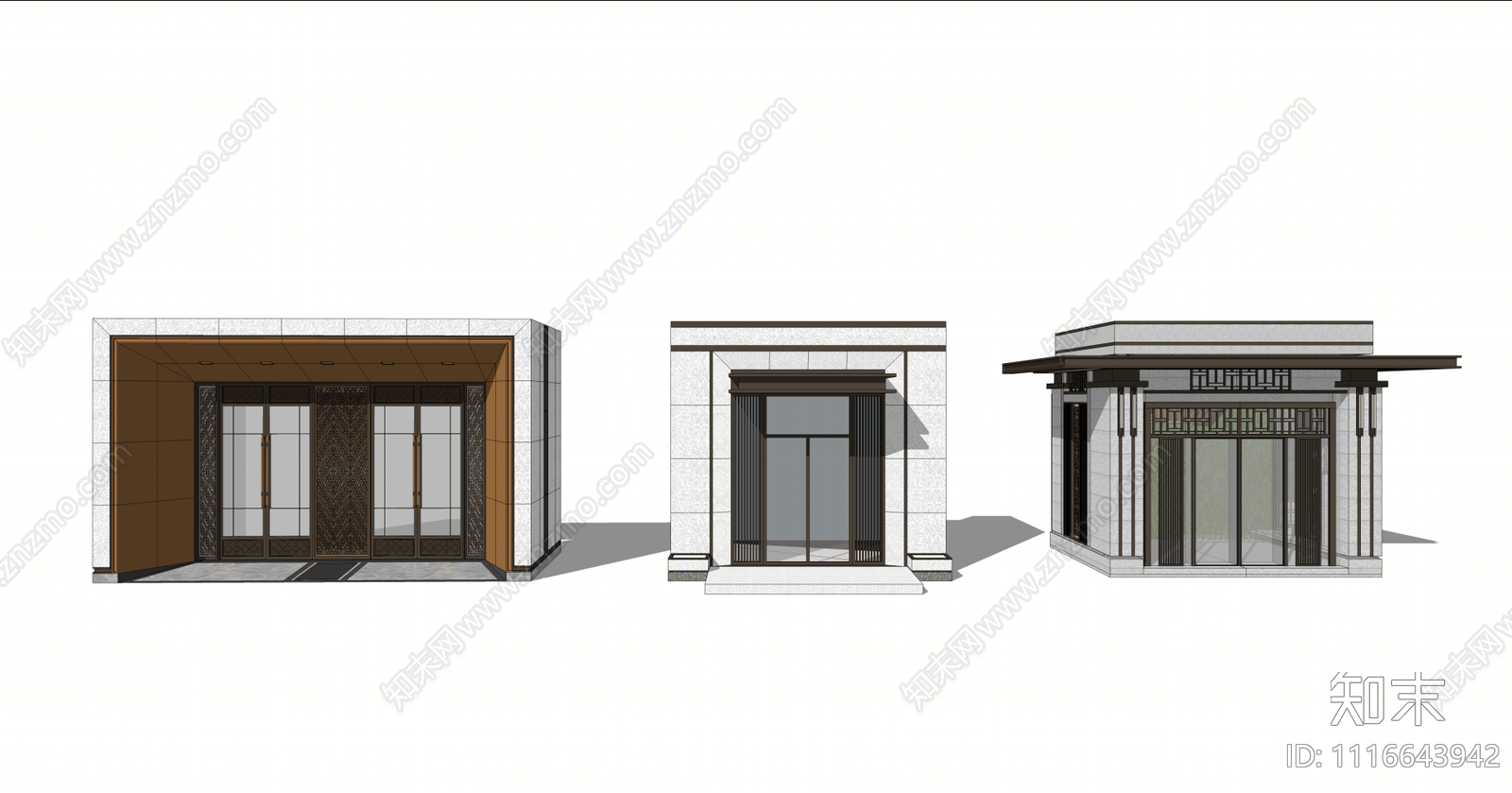 现代小区入户大门SU模型下载【ID:1116643942】
