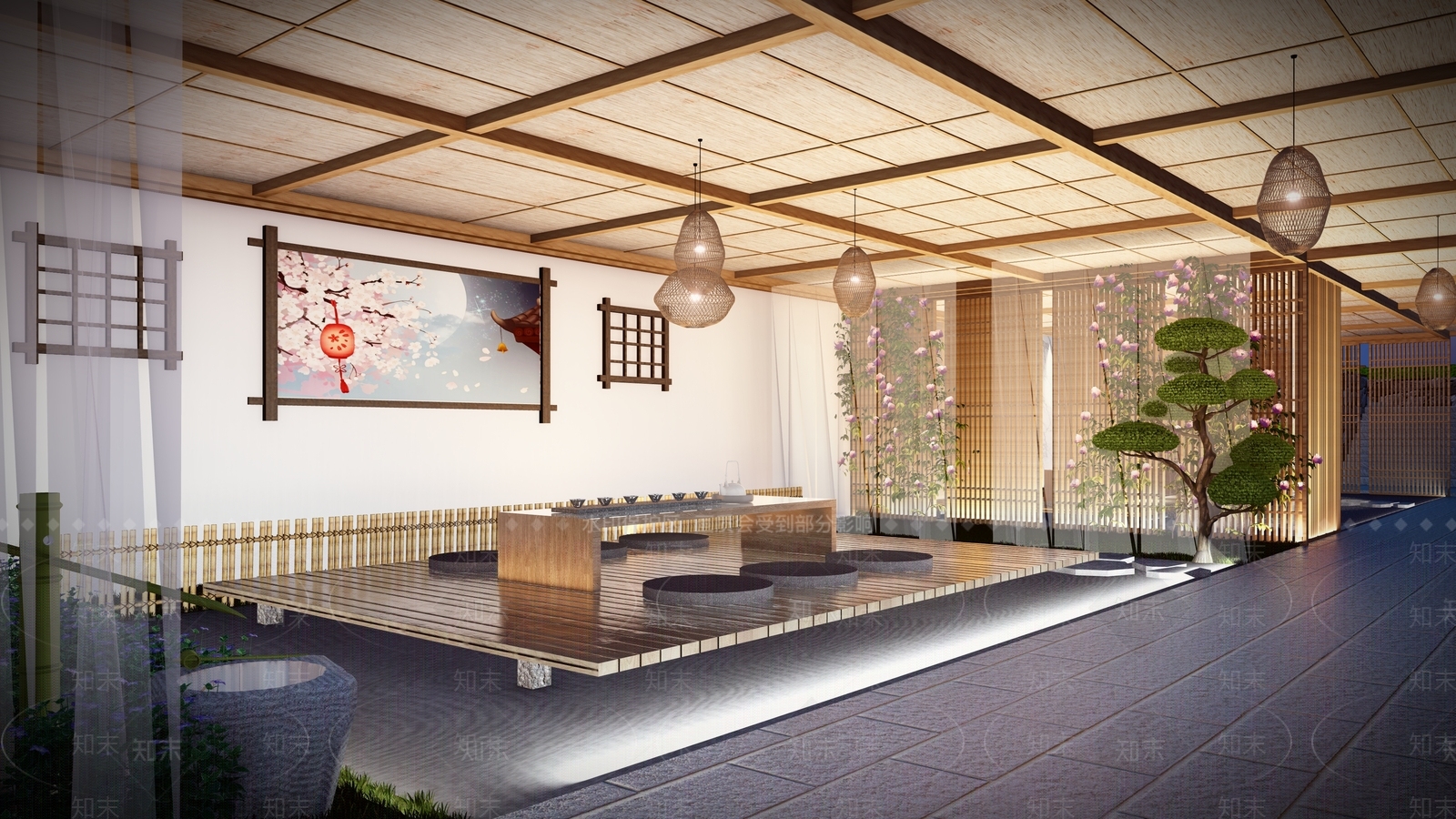 新中式茶室SU模型下载【ID:1116651221】