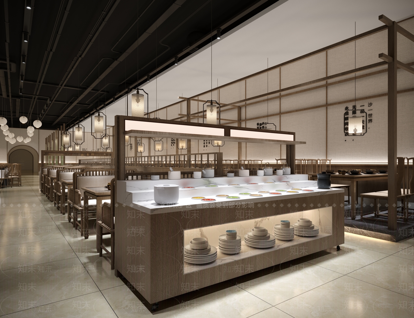 新中式火锅店3D模型下载【ID:1116653480】