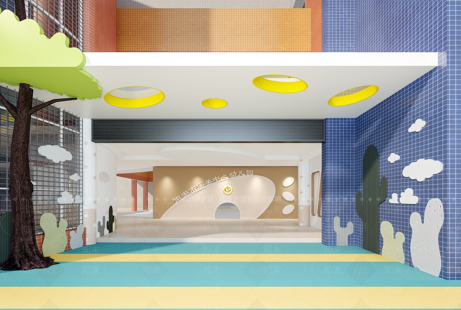 现代幼儿园门头3D模型下载【ID:1116656470】