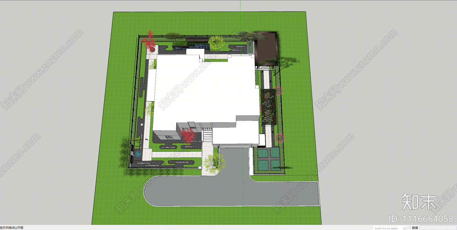 现代庭院花园SU模型下载【ID:1116664058】