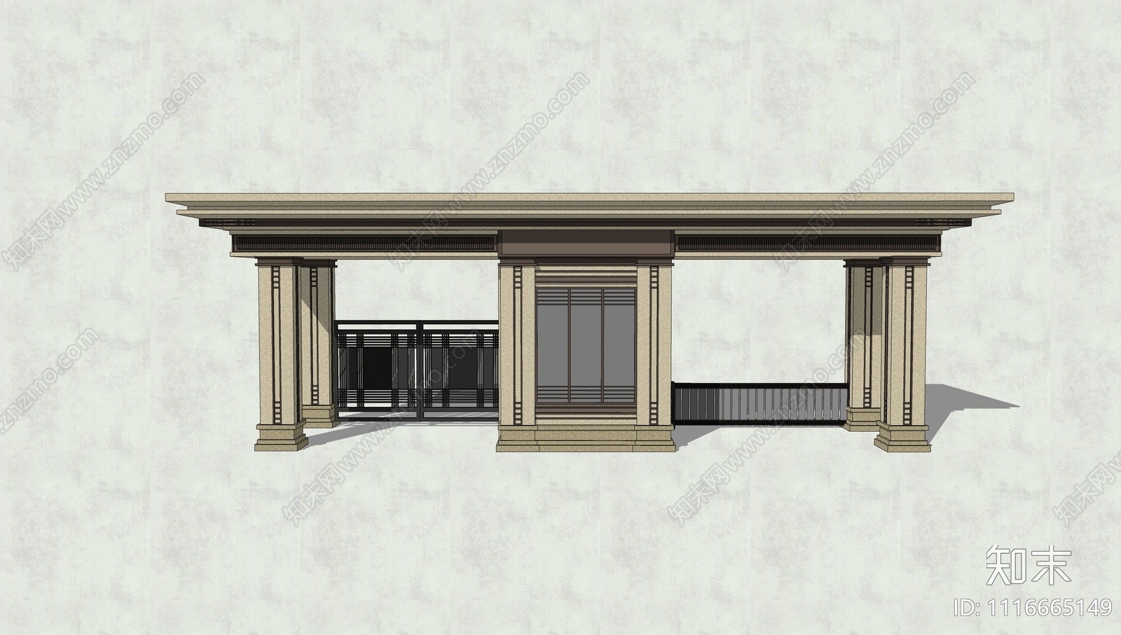 新中式示范区入口SU模型下载【ID:1116665149】