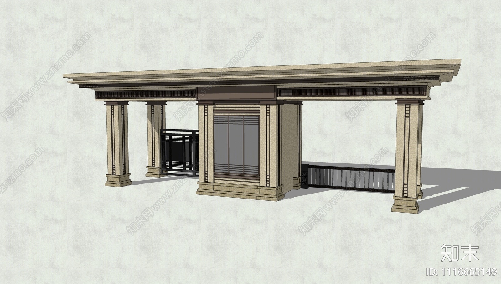 新中式示范区入口SU模型下载【ID:1116665149】