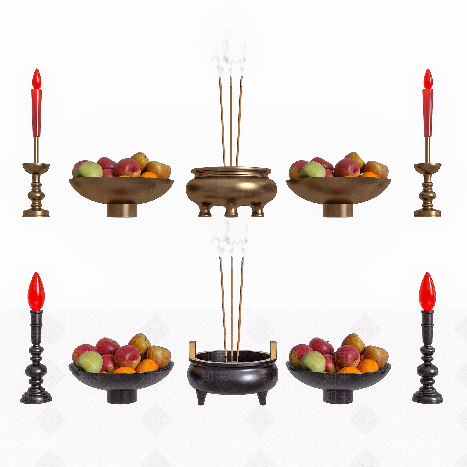 新中式佛龛供奉品3D模型下载【ID:1116711856】