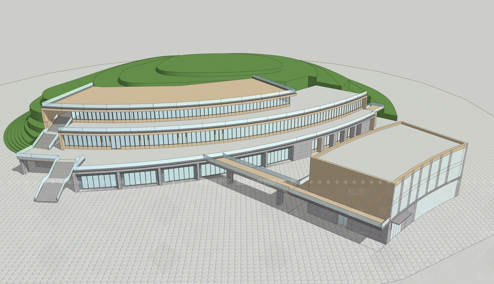 现代体育馆建筑SU模型下载【ID:1116720793】