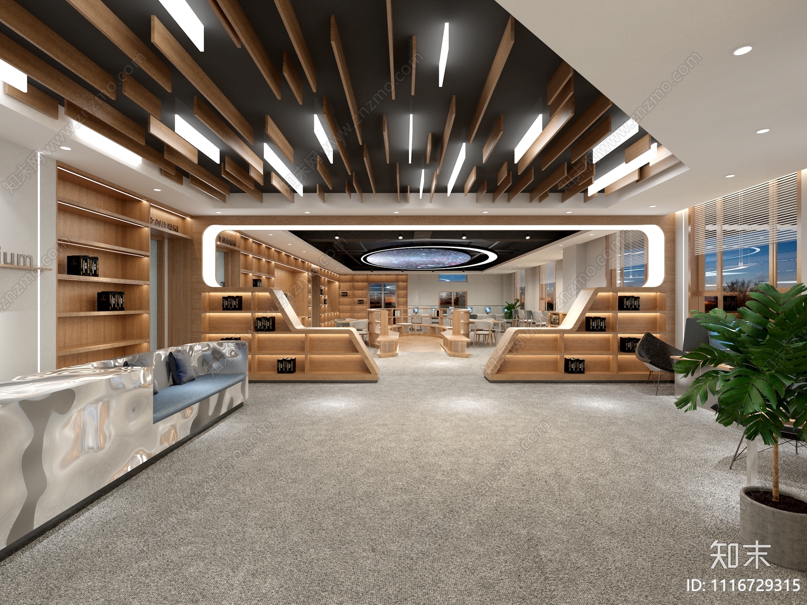 现代图书馆书店室内设计施工图施工图下载【ID:1116729315】