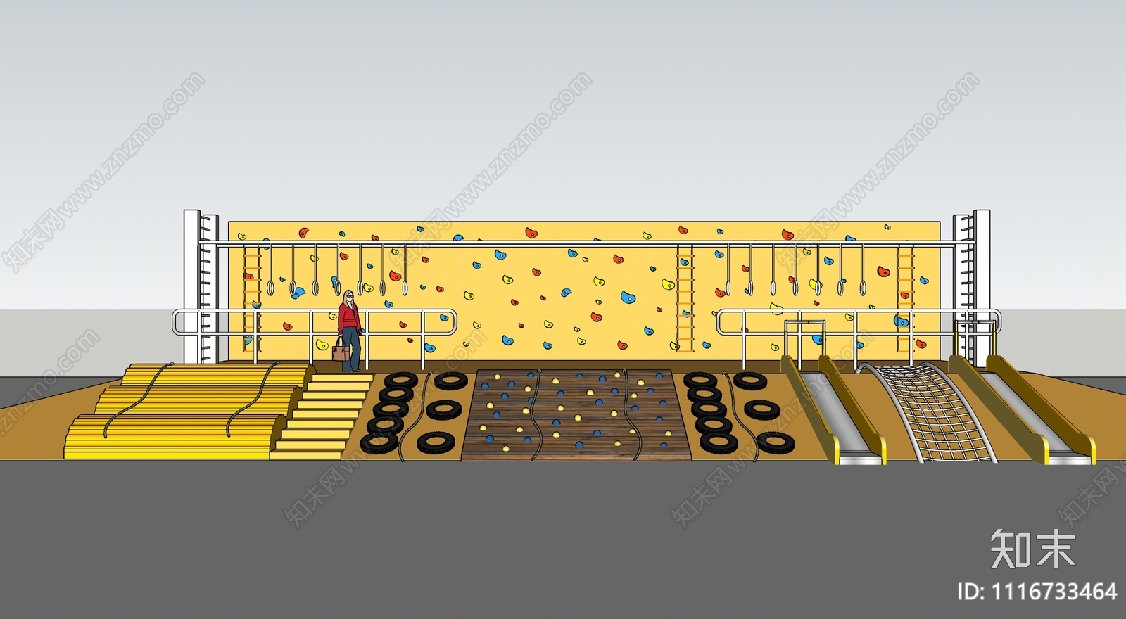 现代儿童攀爬组合游乐设施SU模型下载【ID:1116733464】