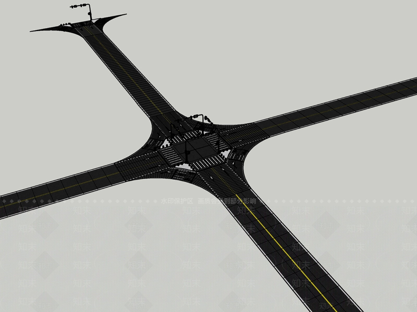 现代市政道路景观SU模型下载【ID:1116739854】