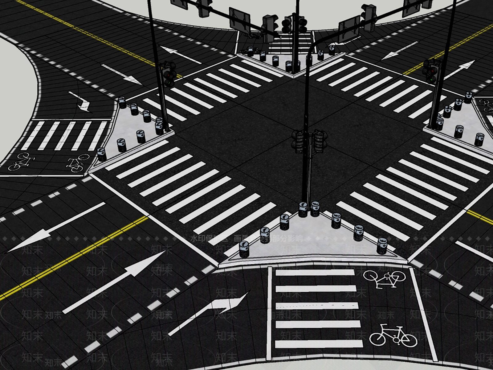 现代市政道路景观SU模型下载【ID:1116739854】