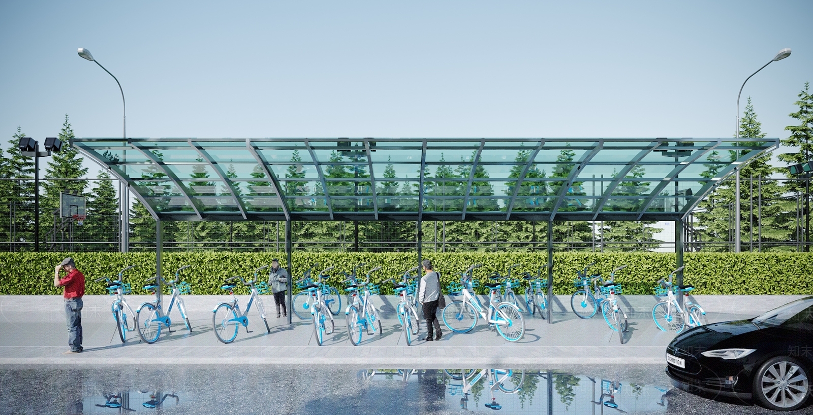 现代自行车棚3D模型下载【ID:1116741095】