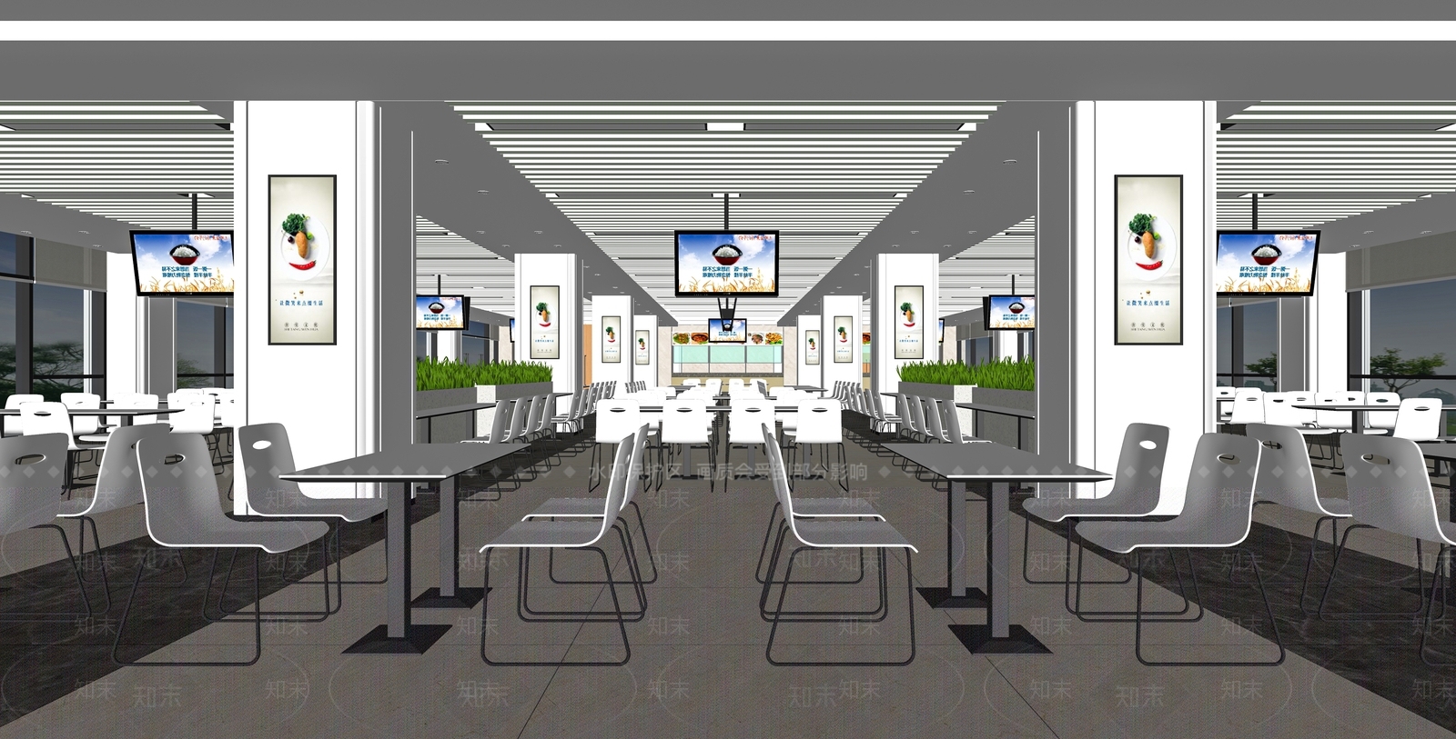 现代员工餐厅SU模型下载【ID:1116741490】