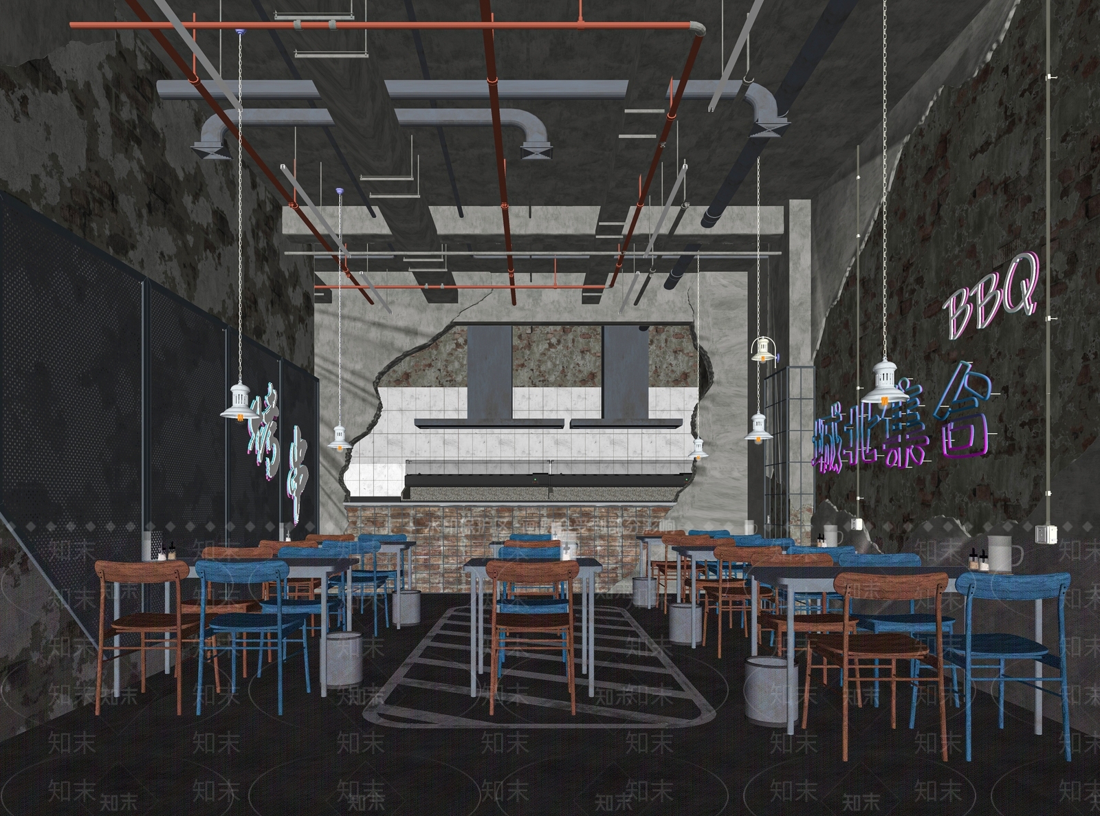 现代烧烤店SU模型下载【ID:1116744606】
