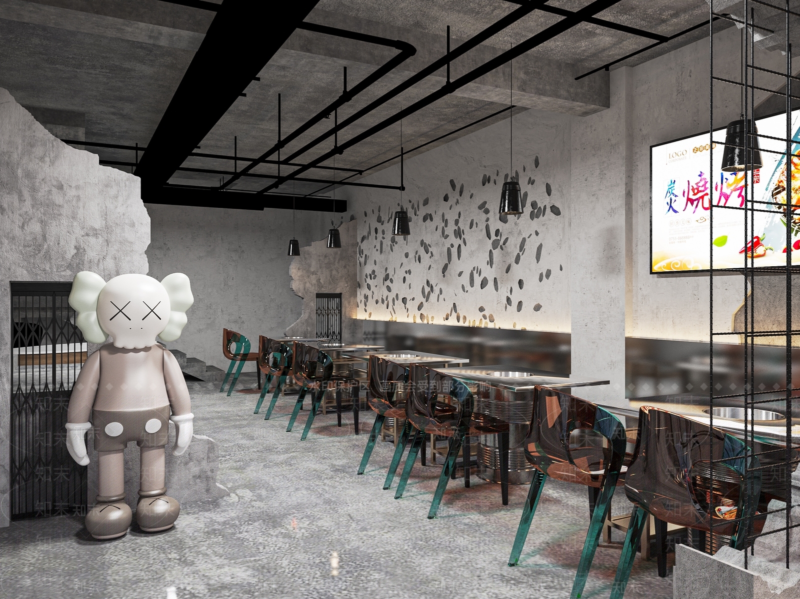 工业风烧烤店SU模型下载【ID:1116742998】