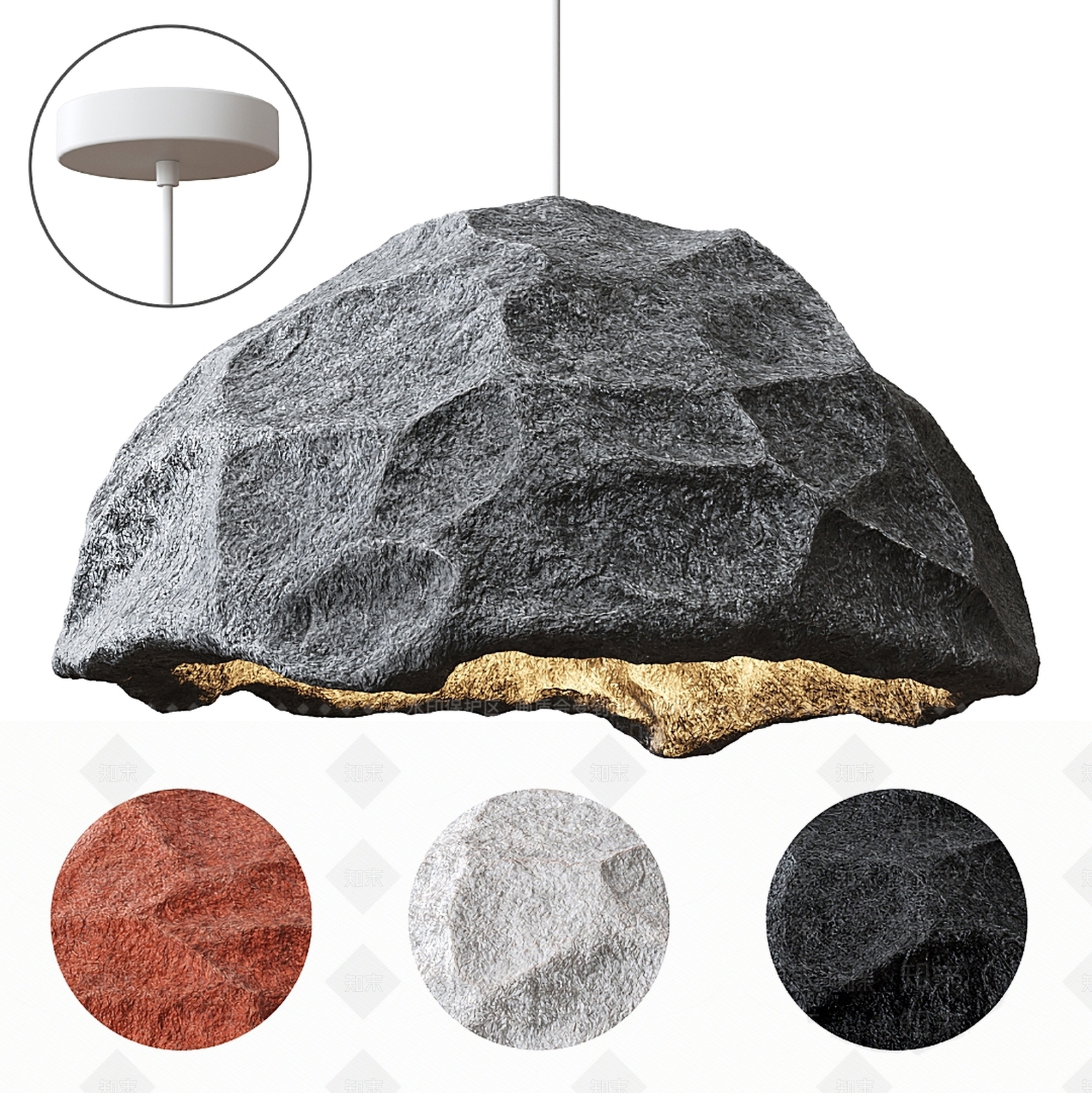 现代石头吊灯3D模型下载【ID:1116744546】