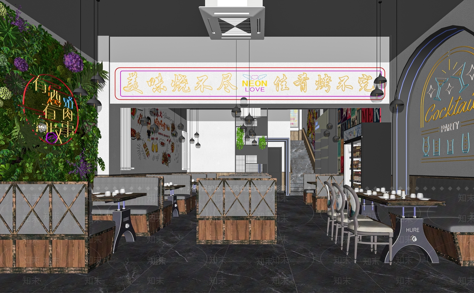 现代烧烤店SU模型下载【ID:1116745077】