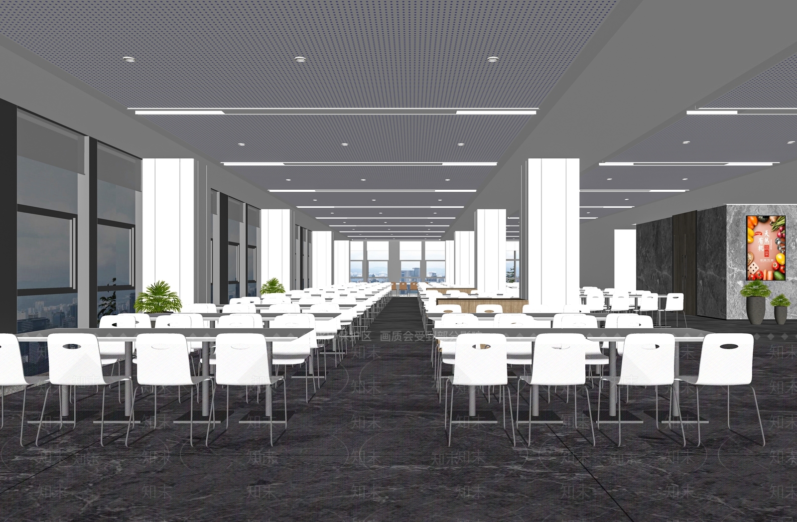 现代员工餐厅SU模型下载【ID:1116745238】