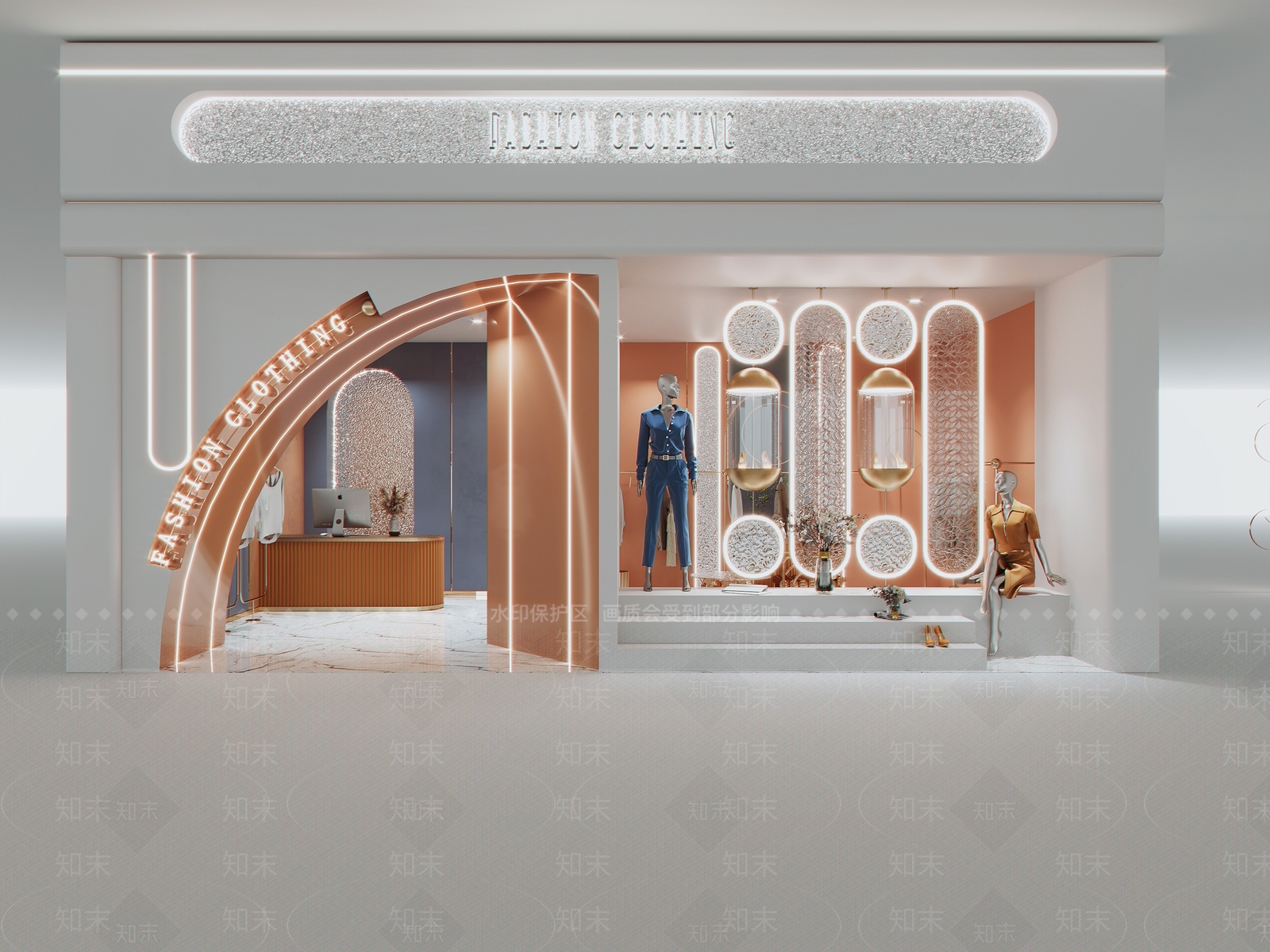 现代轻奢女装服装店SU模型下载【ID:1116749430】