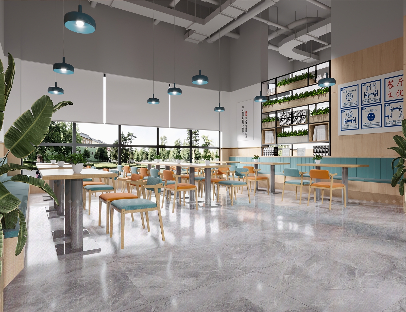 现代学校食堂3D模型下载【ID:1116804441】