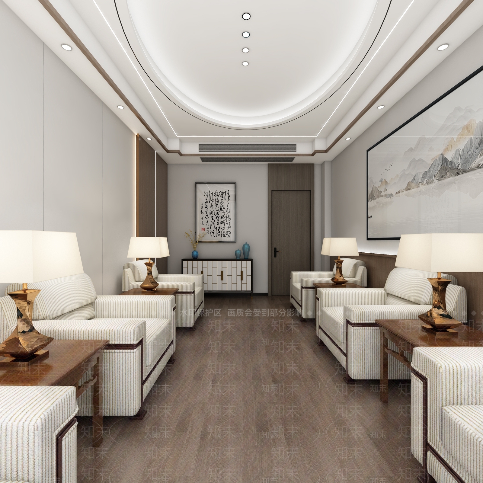 新中式接待大厅3D模型下载【ID:1116758691】
