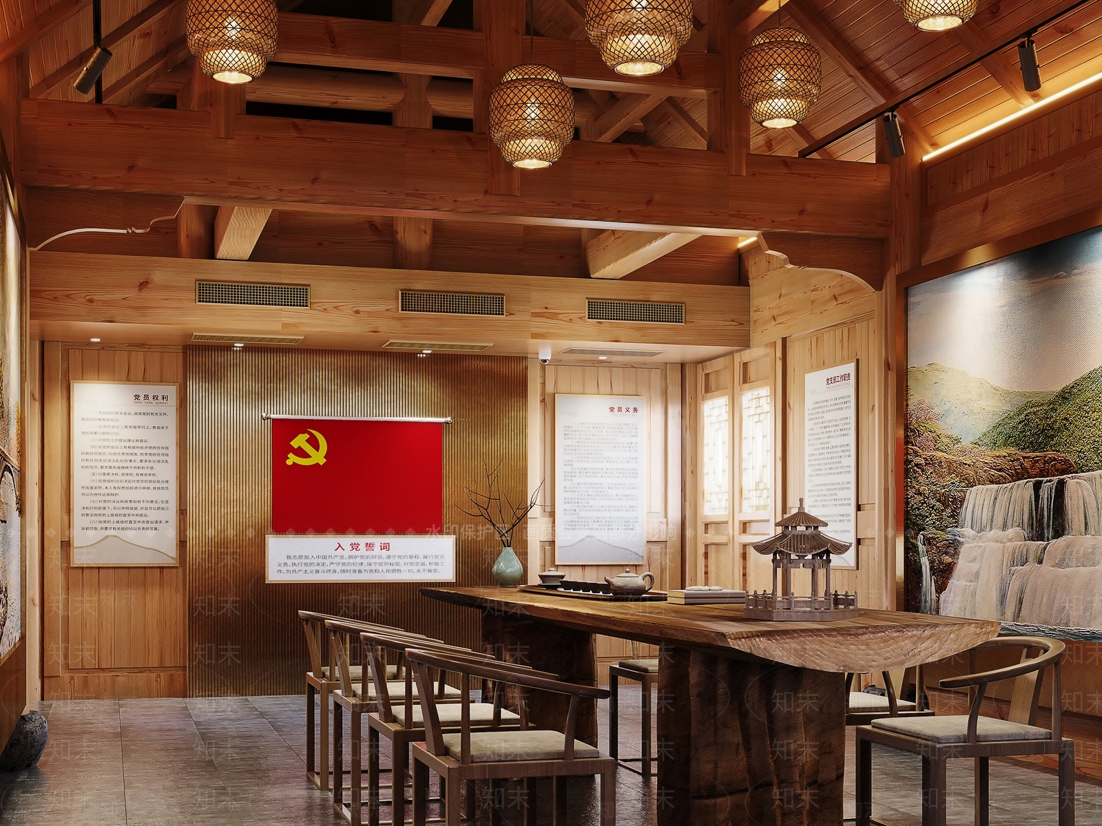 新中式党建活动中心3D模型下载【ID:1116755208】