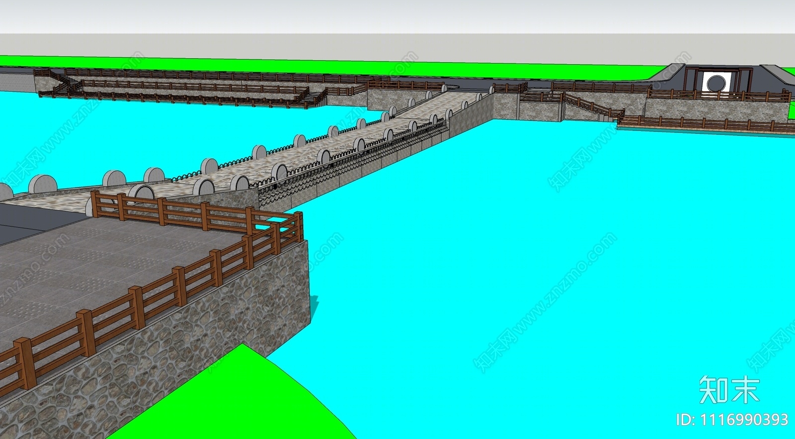 现代景观桥SU模型下载【ID:1116990393】