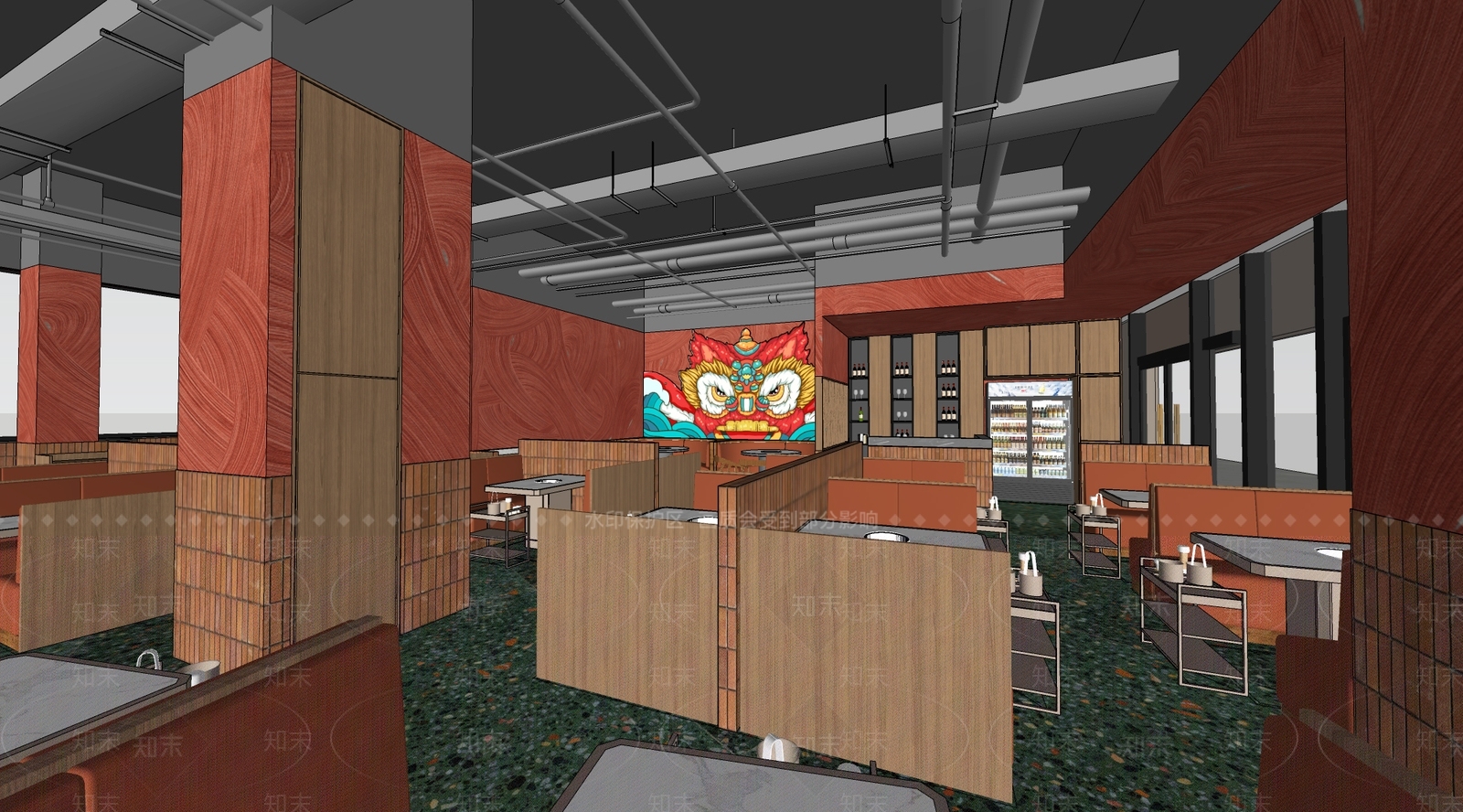 现代国潮风火锅店SU模型下载【ID:1116770179】