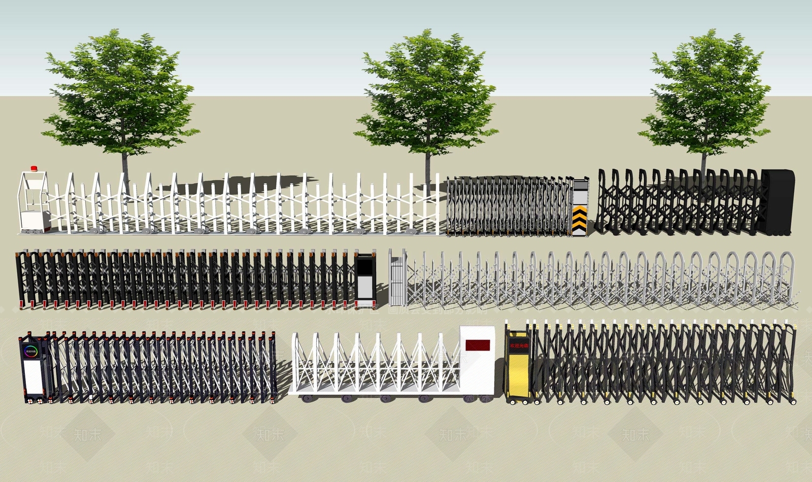现代自动电动伸缩门SU模型下载【ID:1115955831】