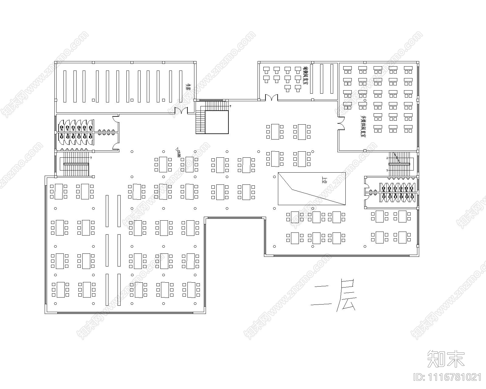 现代简约图书馆施工图cad施工图下载【ID:1116781021】