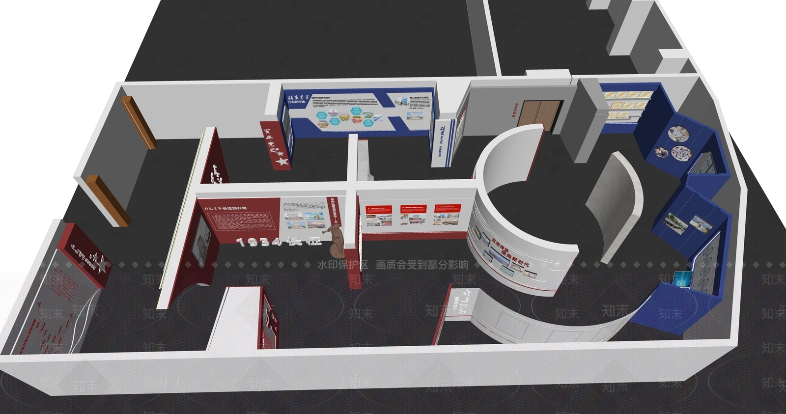 现代党建展厅SU模型下载【ID:1116785444】