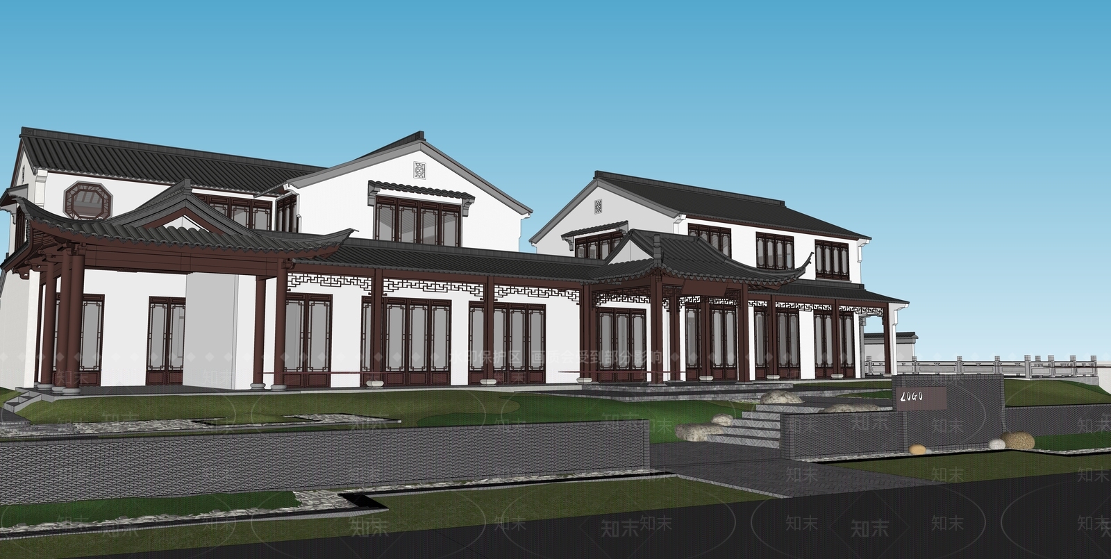 中式古建筑SU模型下载【ID:1116792700】