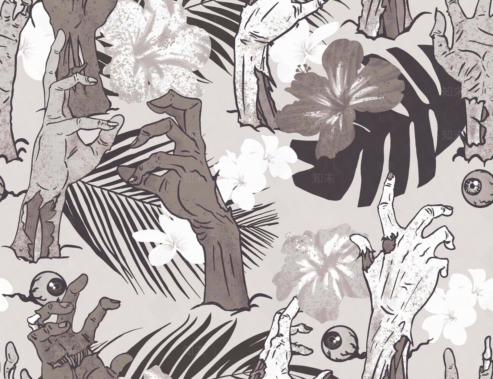 热带植物灰色调植物壁纸贴图下载【ID:1116804796】