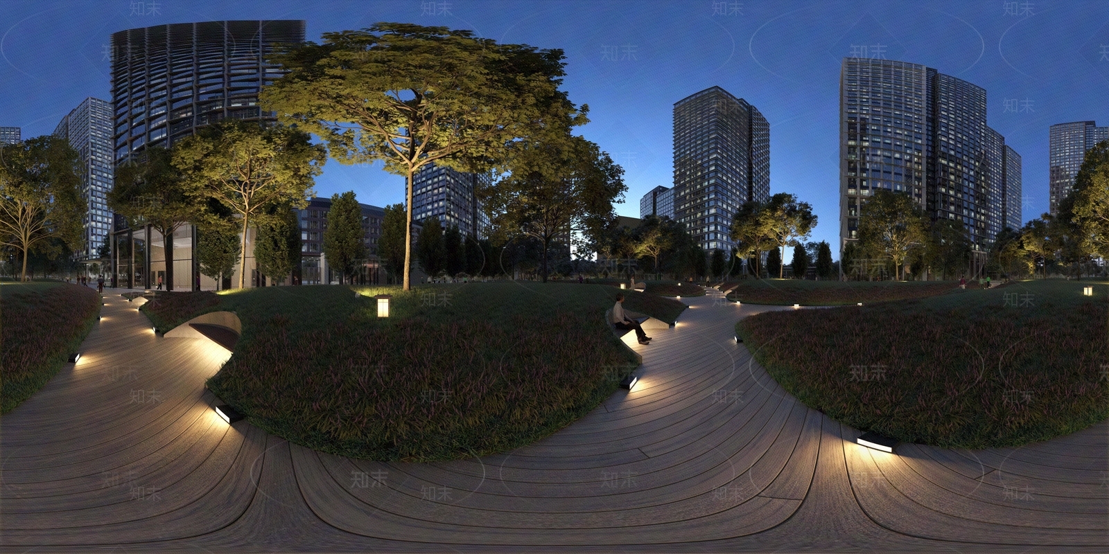 社区公园夜景HDR贴图下载【ID:1116806619】