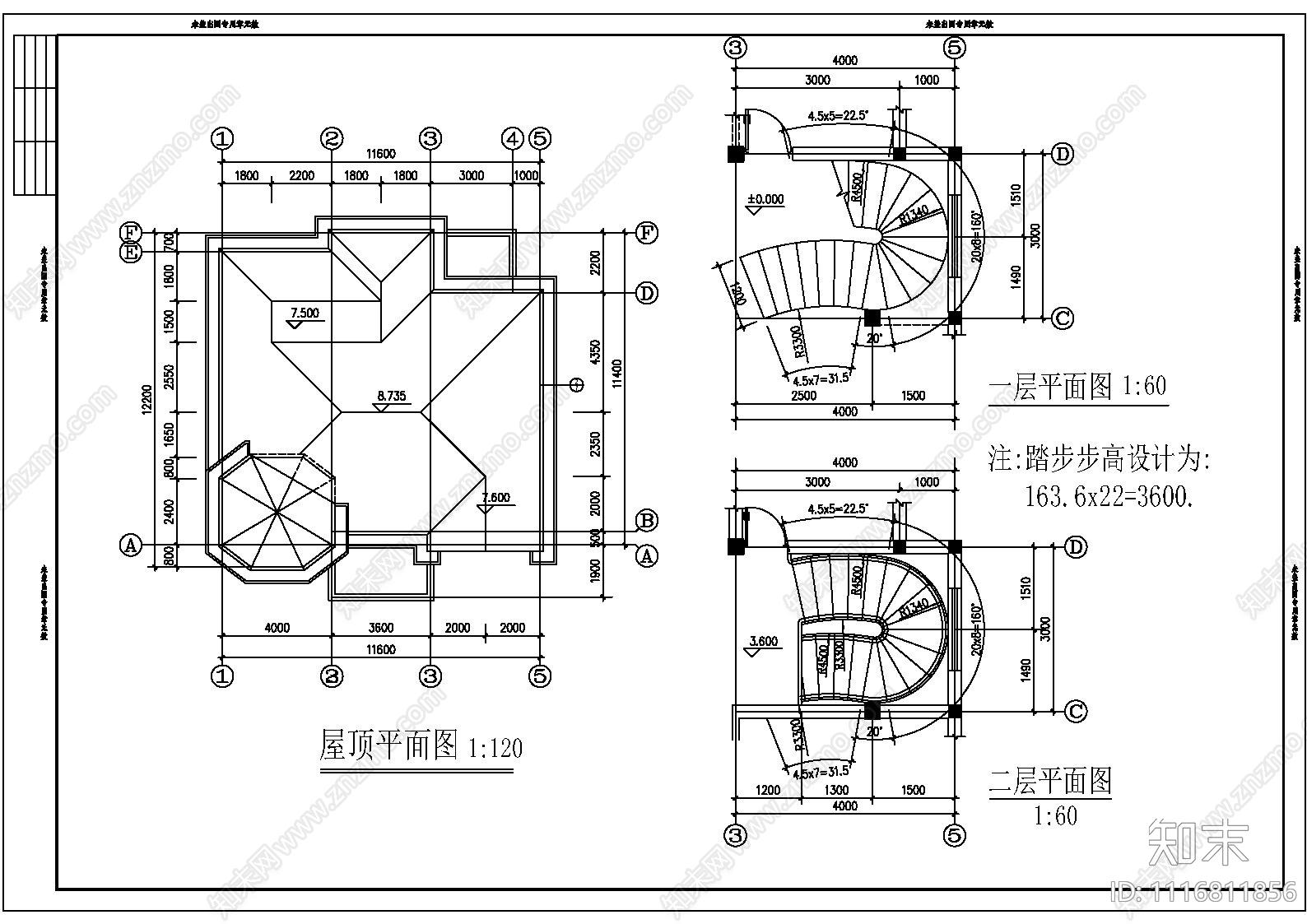 田园农村自建别墅施工图cad施工图下载【ID:1116811856】