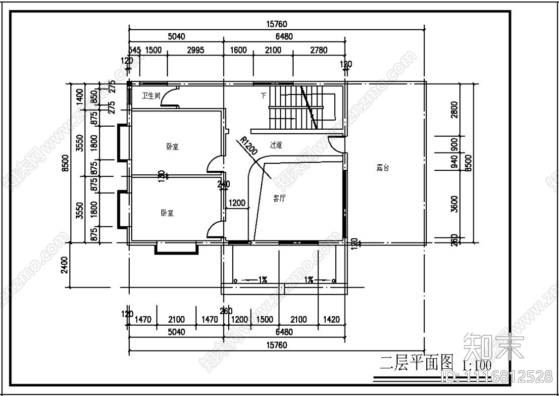 田园农村别墅自建房建筑cad施工图下载【ID:1116812528】