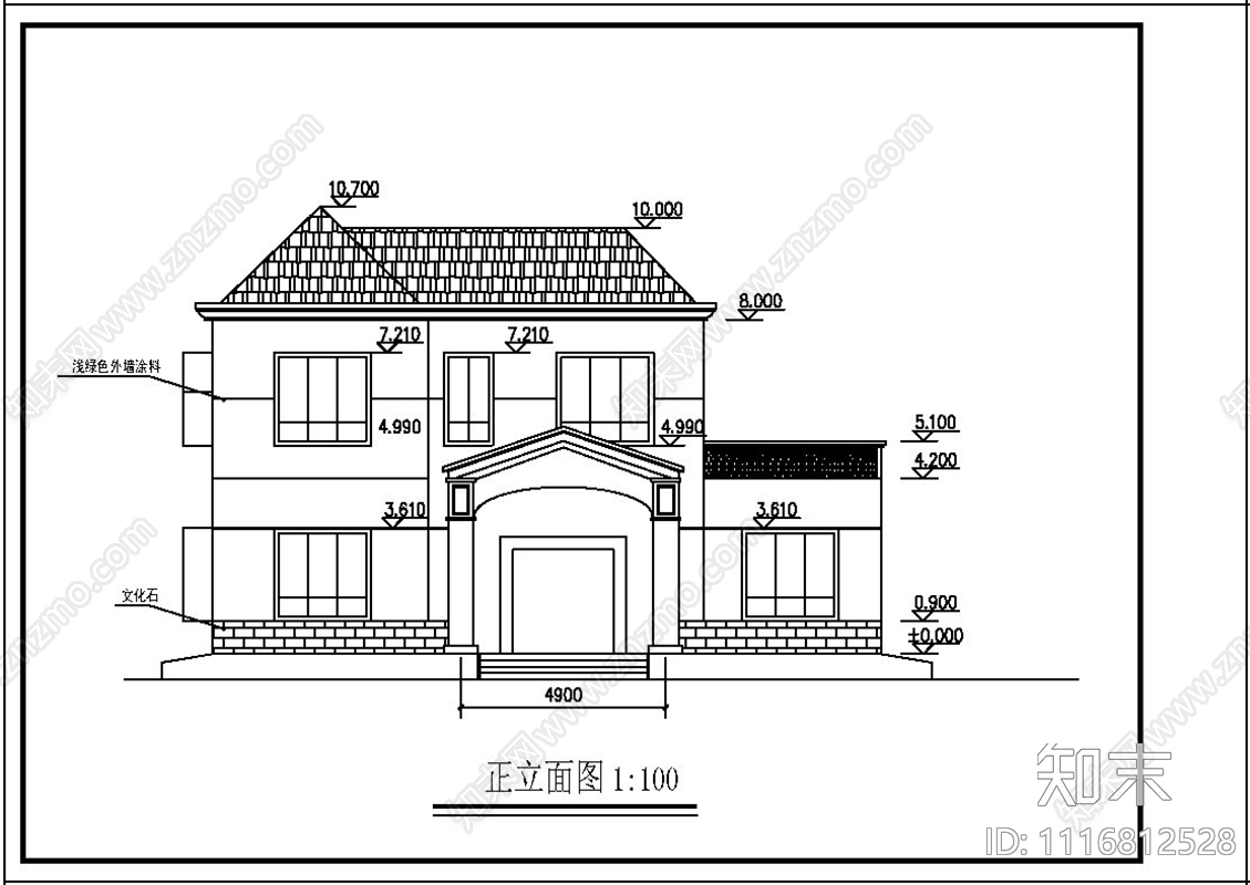 田园农村别墅自建房建筑cad施工图下载【ID:1116812528】