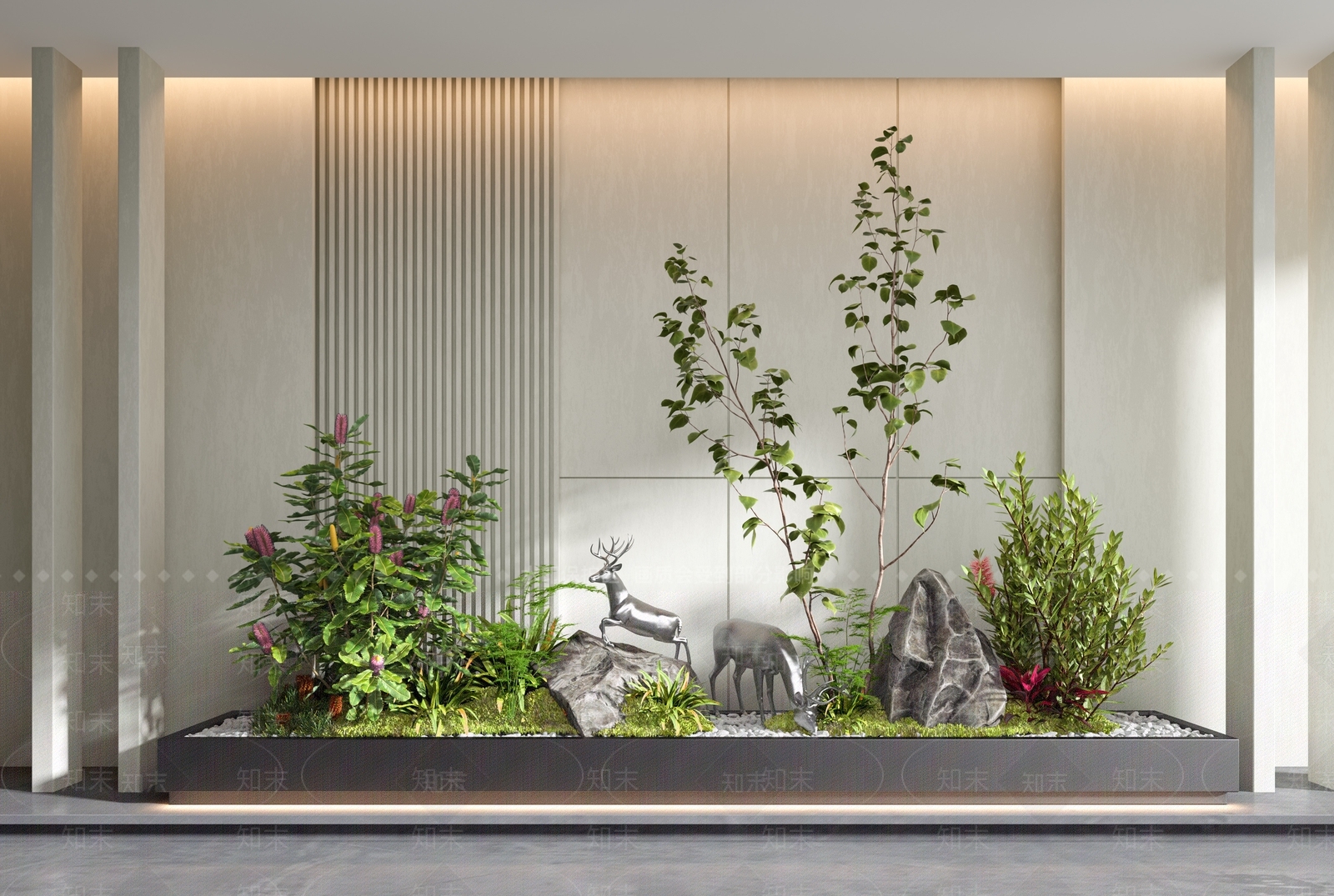 室内盆栽植物造景3D模型下载【ID:1116813874】