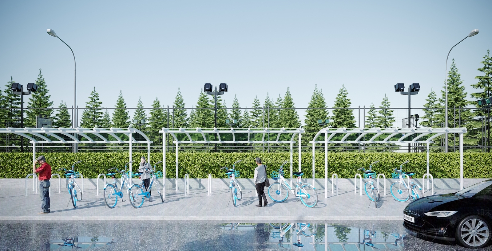 现代自行车棚3D模型下载【ID:1116815200】